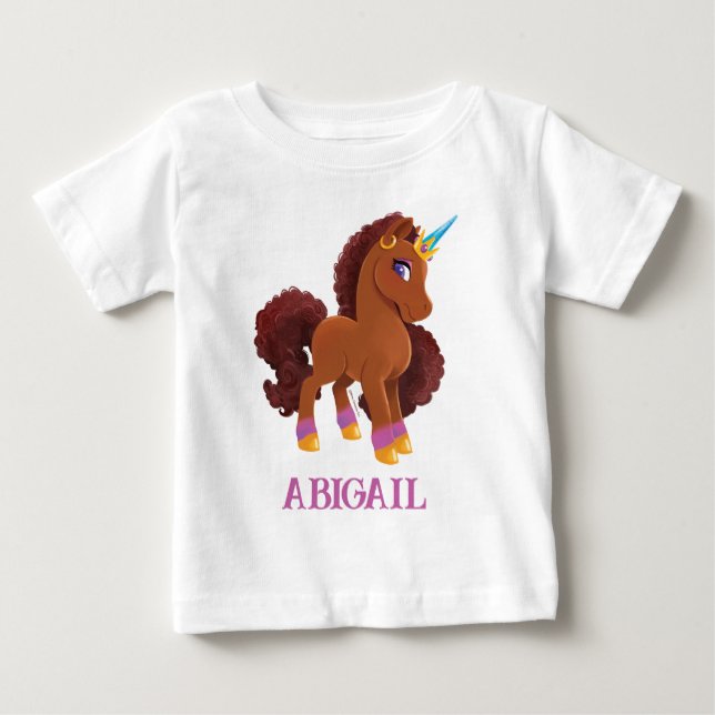 Unique the Unicorn Standing Proud Baby T-Shirt (Front)