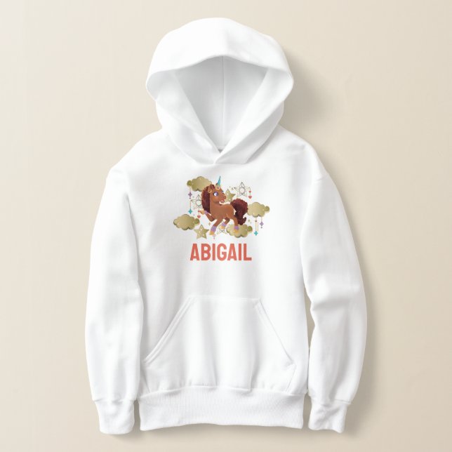Unique the Unicorn Stars & Clouds Hoodie (Laydown)