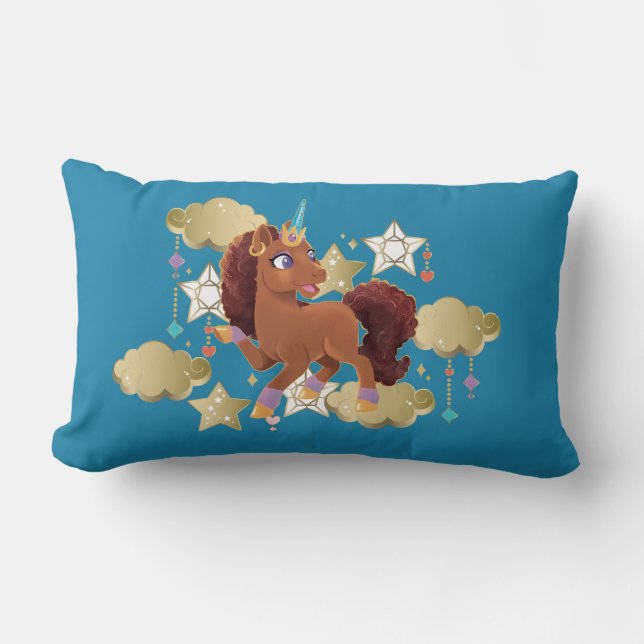 Unique the Unicorn Stars & Clouds Lumbar Pillow (Front)