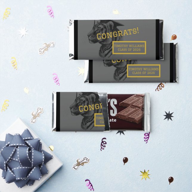 Unique Tiger Graduation Party Hershey Bar Favors (Front)