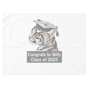 Unique Tiger Graduation Themed Tablecloth