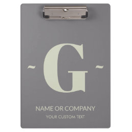 Unique Titanium Grey Ecru Trendy Template Monogram Clipboard