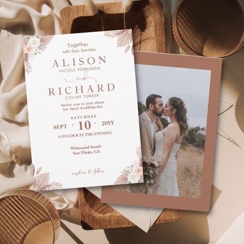 Unique Together with their Families Online Wedding Invitation