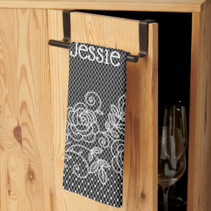 Unique Transparent Faux Floral Lace Personalized Kitchen Towel