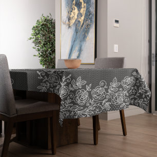 Unique Transparent Floral Lace on ANY BG Color Tablecloth