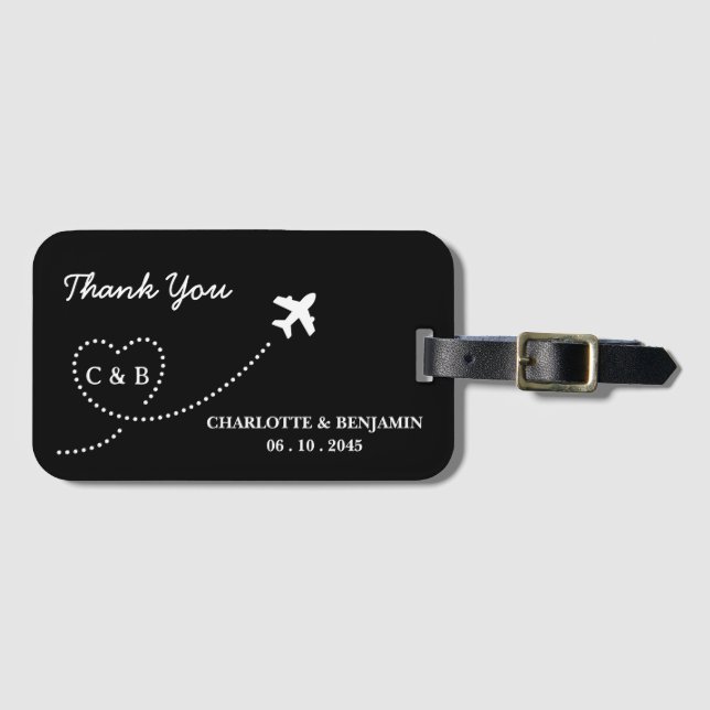 Unique Travel Destination Wedding Favor Luggage Tag (Front Horizontal)