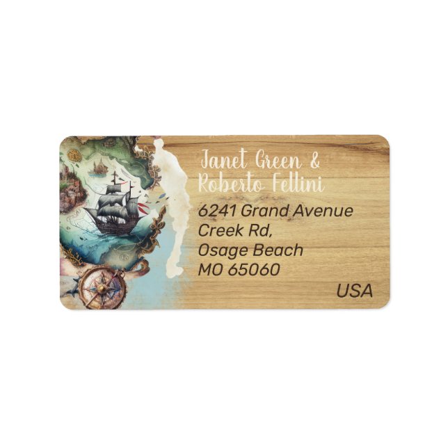 Unique Treasure Island theme artsy custom address Label (Front)