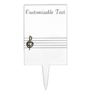 Unique Treble Clef Music Staff Personalizable Cake Topper
