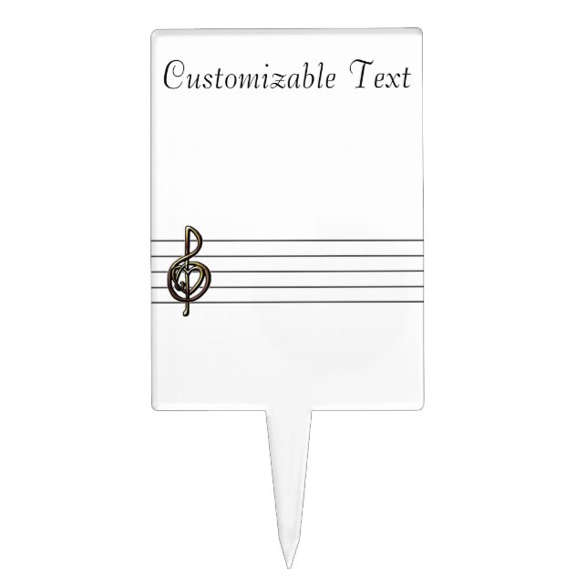 Unique Treble Clef Music Staff Personalizable Cake Topper (Front)