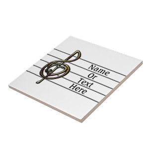 Unique Treble Clef Music Staff Personalizable Ceramic Tile