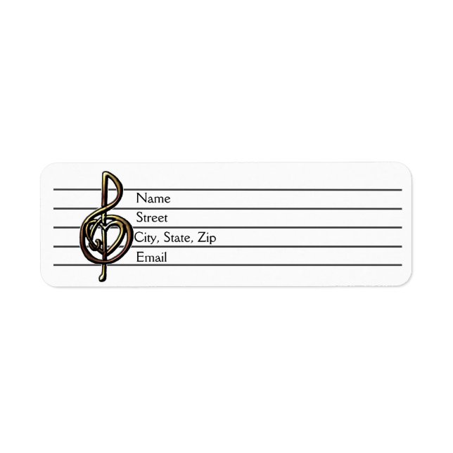 Unique Treble Clef Music Staff Personalizable Label (Front)