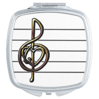 Unique Treble Clef Music Staff Personalizable Makeup Mirror