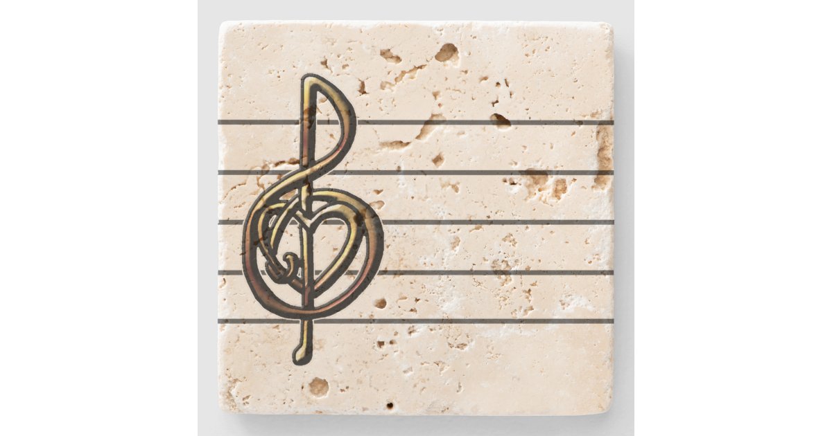 Unique Treble Clef Music Staff Personalizable Stone Coaster | Zazzle