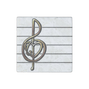 Unique Treble Clef Music Staff Personalizable Stone Magnet