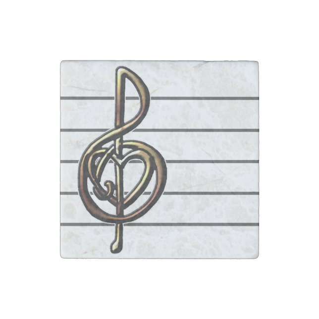 Unique Treble Clef Music Staff Personalizable Stone Magnet (Front)
