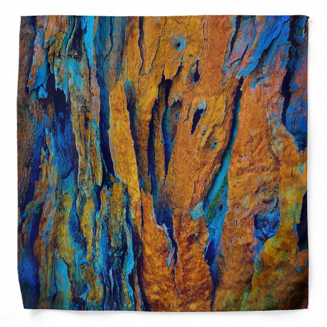 Unique Tree camouflage  - blue and browns - Bandana (Front)