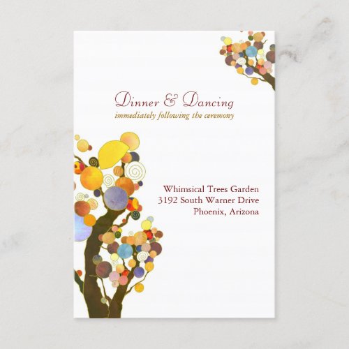 Elegant Love Trees White Wedding Reception Enclosure Card