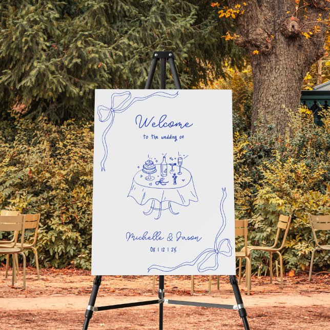 Unique Trendy Hand Drawn Blue French  Foam Board (Creator Uploaded)