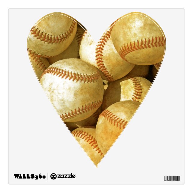 Unique Trendy Love Baseball Heart Wall Decal (Front)