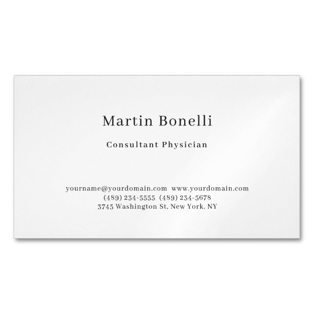 Unique Trendy Minimalist Consultant Physician Business Card Magnet (Front)