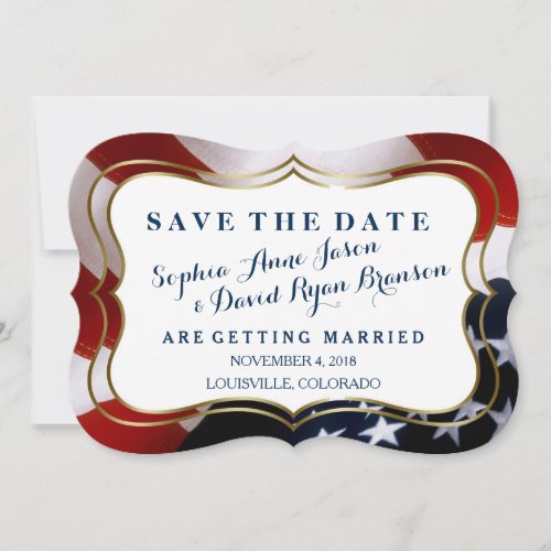 Unique trendy USA flag Wedding Save The Date