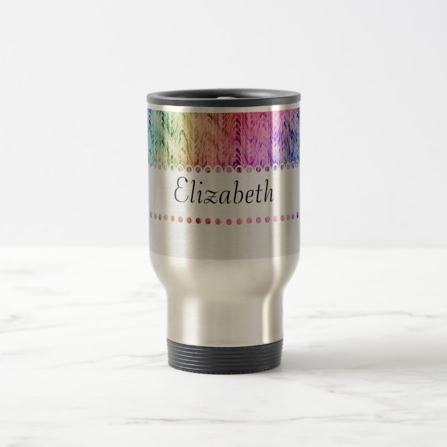 Unique Trendy Watercolor Monogram Travel Mug (Center)