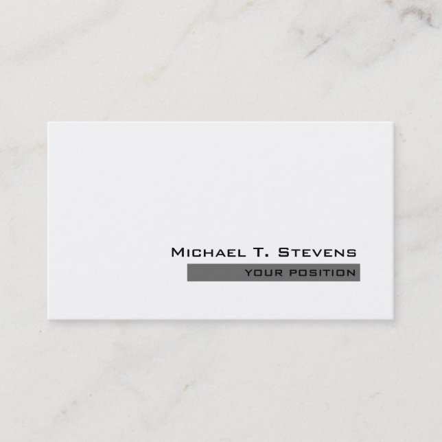 Unique Trendy White Gray Professional Modern Business Card (Front)
