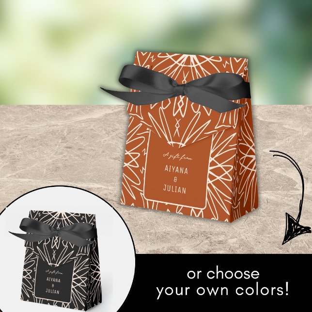Unique Tribal Drawings Favor Boxes with Bow (Creator Uploaded)