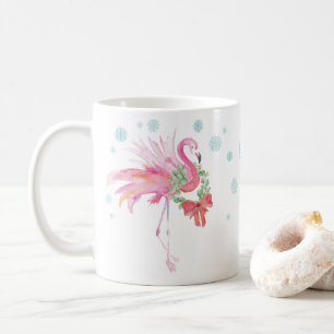 Unique Tropical Christmas Mugs Pink Flamingo