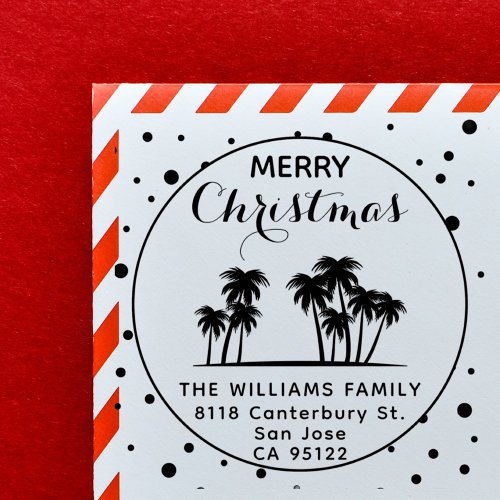 Unique Tropical Christmas Return Address  Self_inking Stamp