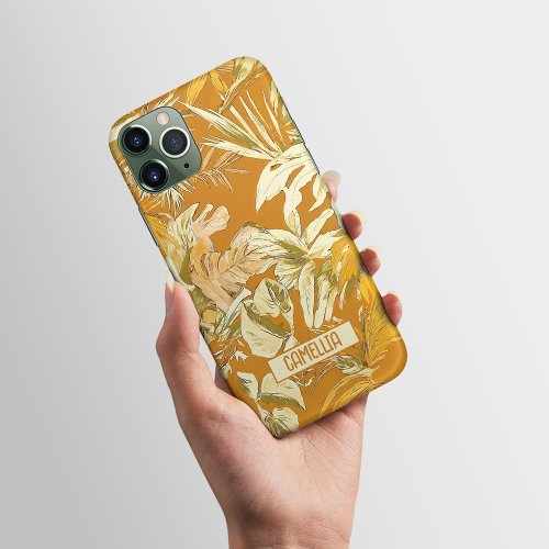 Unique Tropical Leaf Yellow Shining Personalized iPhone 12 Case