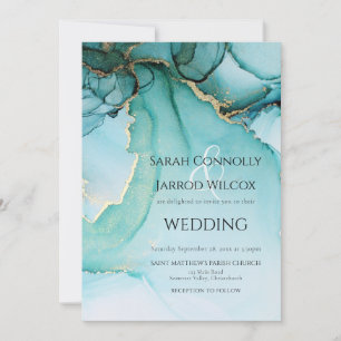 Unique Turquoise Abstract Wedding Invitation