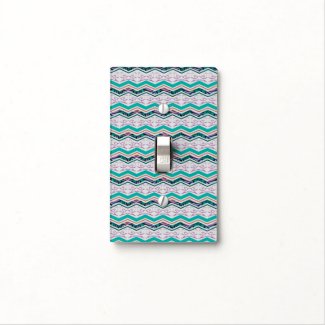 Unique Turquoise and Violet Birds Zigzag Pattern Light Switch Cover