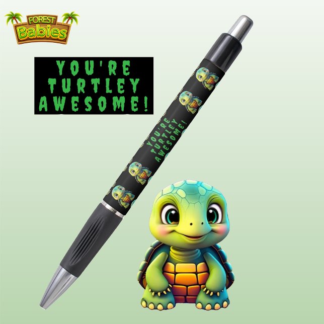 Unique Turtle, Tortoise Back to School Supply 🐢 Pen (Cute Turtle You're Turtley Awesome! Tortoise Wildlife Animal Cartoon Graphic Stationery Ink Pen 🐢)