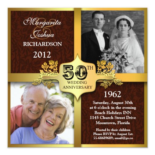 unique two photos 50th anniversary invitations | Zazzle