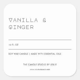 Unique Typography Black White Packaging Candle Square Sticker