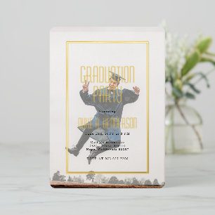 Unique Typography Overlay 2 Photo Graduation  Foil Invitation