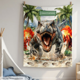 Unique Tyrannosaurus Blanket Personalized for Boy
