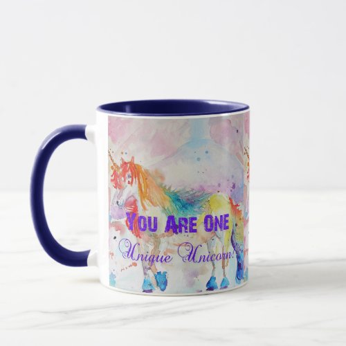 Unique Unicorn Rainbow Watercolor Art Mug