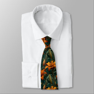 Unique Valentine Gifts For Boyfriend Lilies Floral Neck Tie