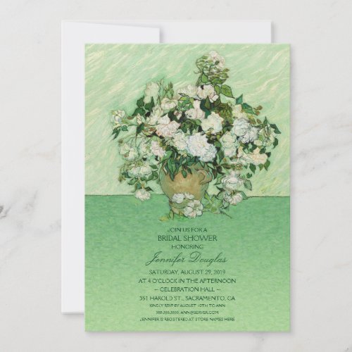 Unique Van Gogh Roses Floral Bridal Shower Invitation