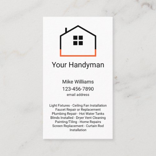 Unique Vertical Handyman Business Cards