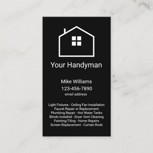 Unique Vertical Handyman Business Visiting Cards