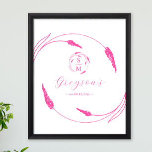 Unique Vibrant Pink Wedding Sign and Keepsake