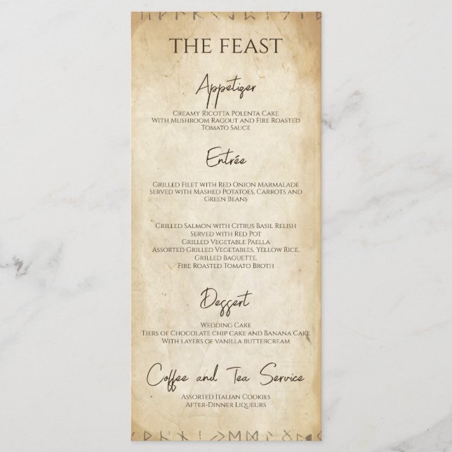 Unique Viking Wedding Menu (Front)