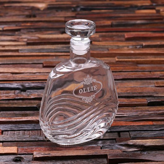 Unique Vintage 28 oz. Glass Whiskey Decanter (Front)