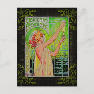 Unique Vintage Absinthe Green Fairy Postcard