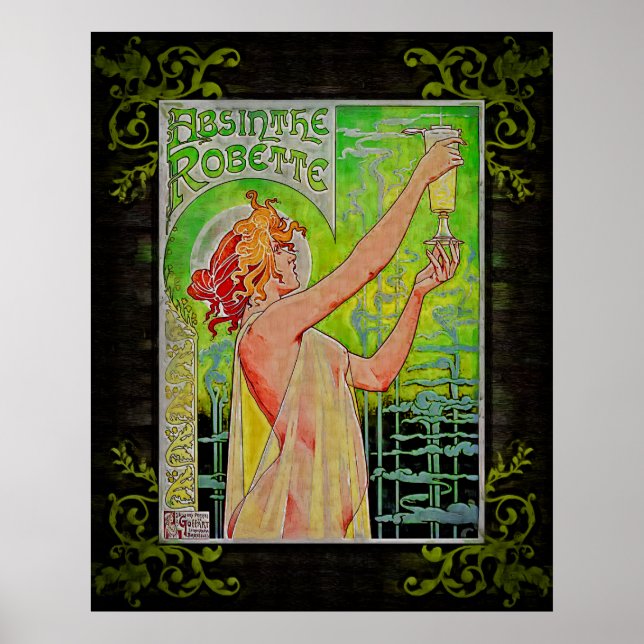 Unique Vintage Absinthe Green Fairy Poster (Front)