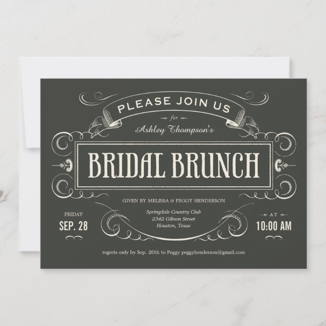 Unique Vintage Bridal Brunch Invitations (Front)