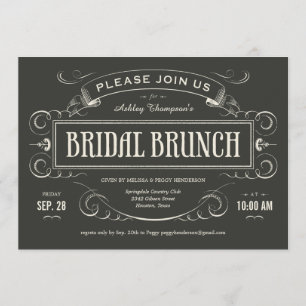 Unique Vintage Bridal Brunch Invitations